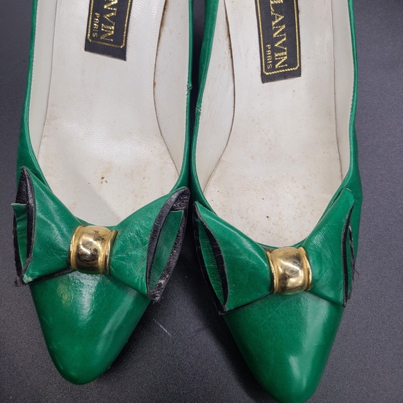 Vintage Lanvin Green Heels with Bow - Picture 5 of 6